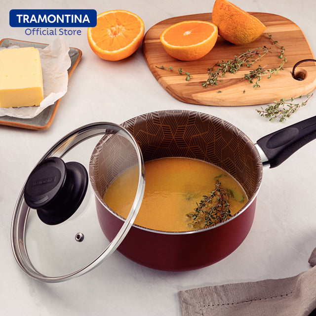 Tramontina Non Stick Sauce Pan with Tempered Glass Lid 16cm (Paris)
