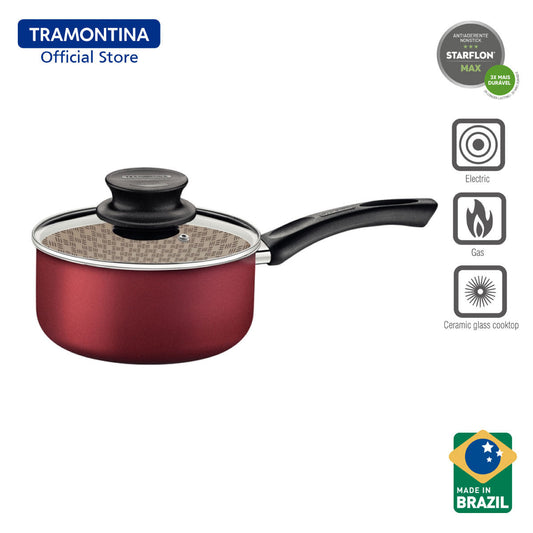 Tramontina Non Stick Sauce Pan with Tempered Glass Lid 24cm (Paris)