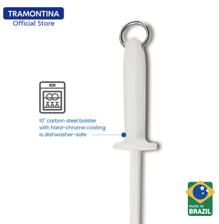 Tramontina 10" Stainless Steel Grooved Knife Sharpener with Antibacterial Handle