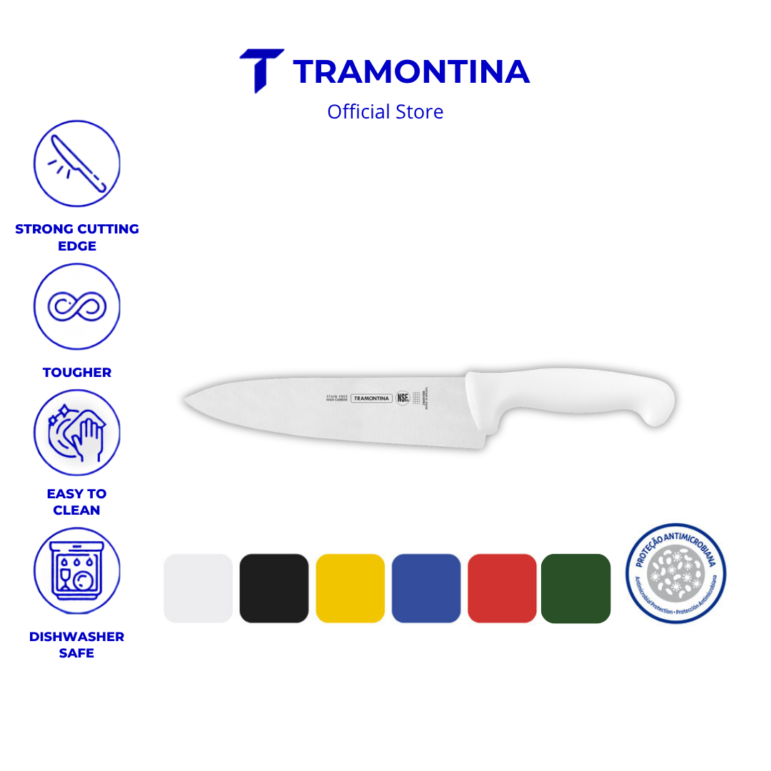 Tramontina Stainless Steel Meat Knife with Antibacterial Protection Handle 8" (Professional Master) 6 Colors