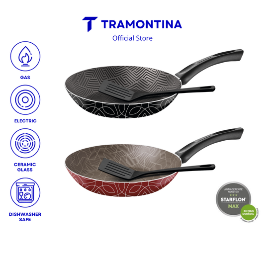 Tramontina Non Stick Frying Pan 24cm (Paris) Black or Red with FREE Spatula