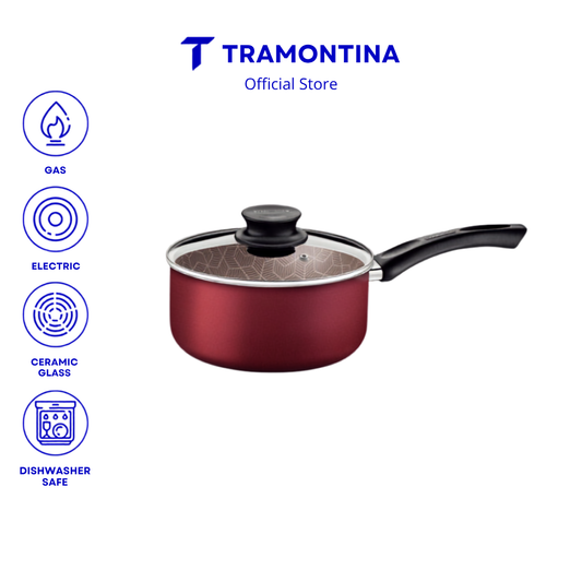 Tramontina Non Stick Sauce Pan with Tempered Glass Lid 18cm (Paris)