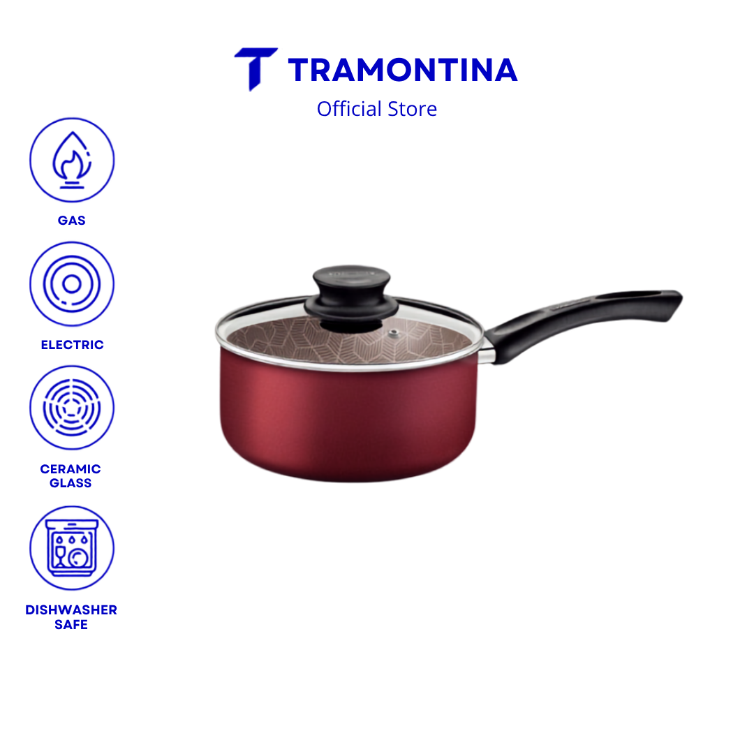 Tramontina Non Stick Sauce Pan with Tempered Glass Lid 18cm (Paris)