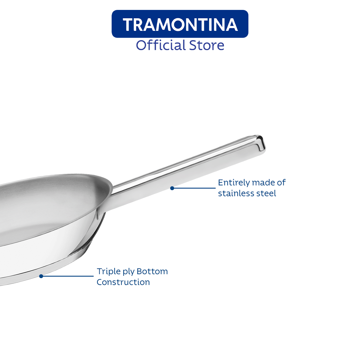 Tramontina Stainless Steel Frying Pan 20cm/24cm/28cm (Allegra)