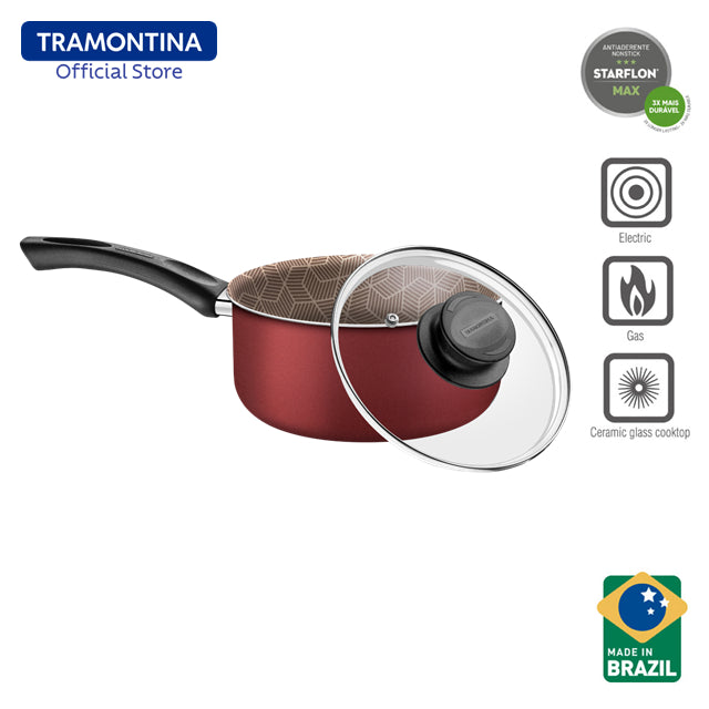 Tramontina Non Stick Sauce Pan with Tempered Glass Lid 16cm (Paris)