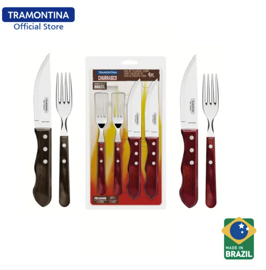 Tramontina Stainless Steel Barbecue Jumbo Set 4pcs (Polywood)