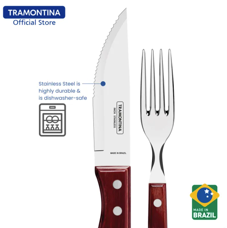 Tramontina Stainless Steel Barbecue Jumbo Set 4pcs (Polywood)