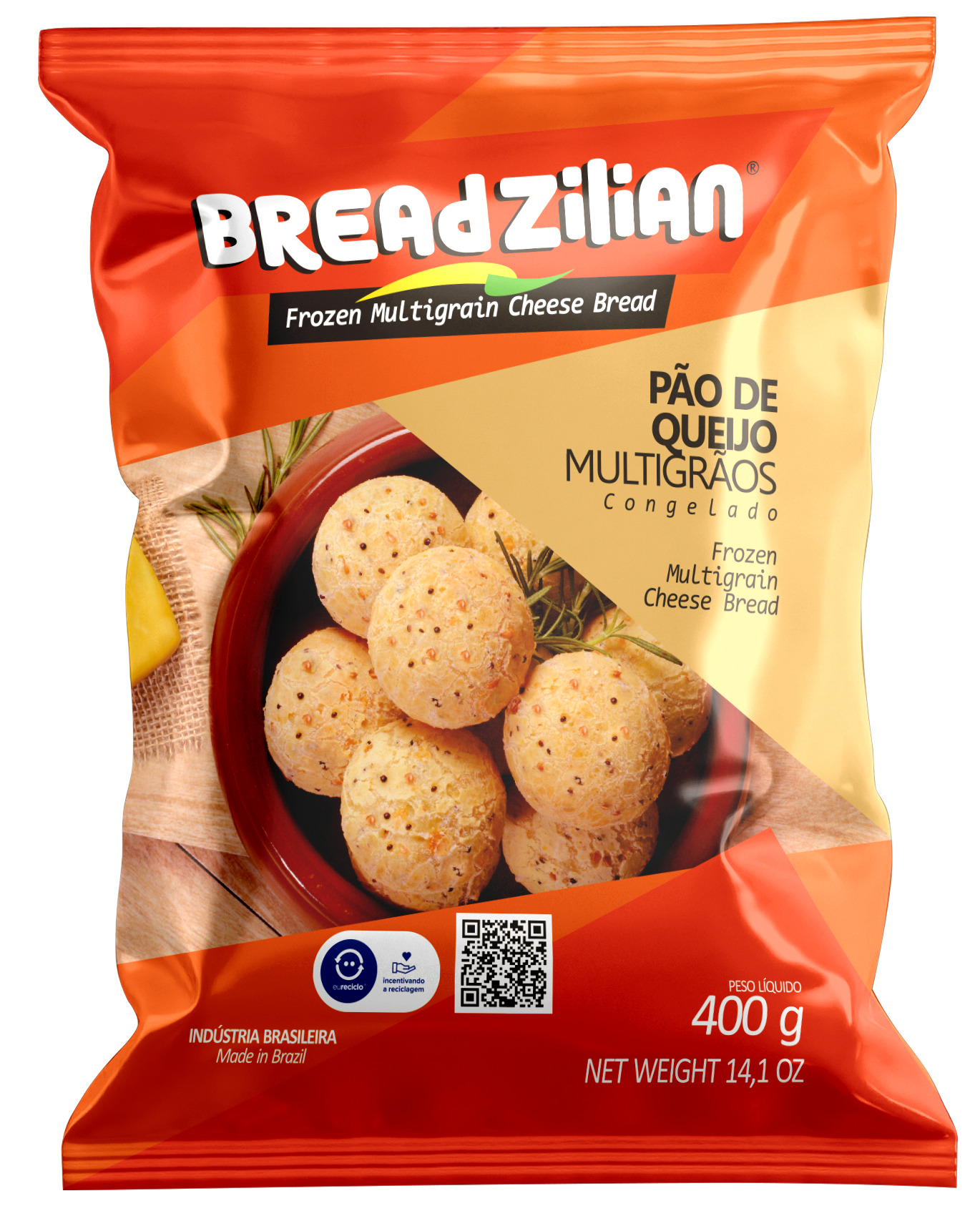 Breadzilian Frozen Cheese Bread Multigrain 400g