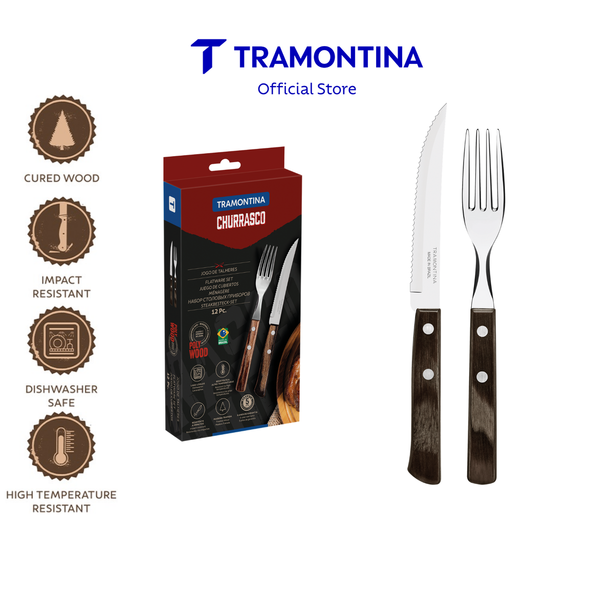 Tramontina Stainless Steel Barbecue Set 12pcs (Polywood)