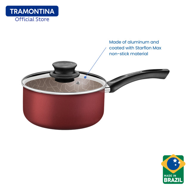 Tramontina Non Stick Sauce Pan with Tempered Glass Lid 16cm (Paris)
