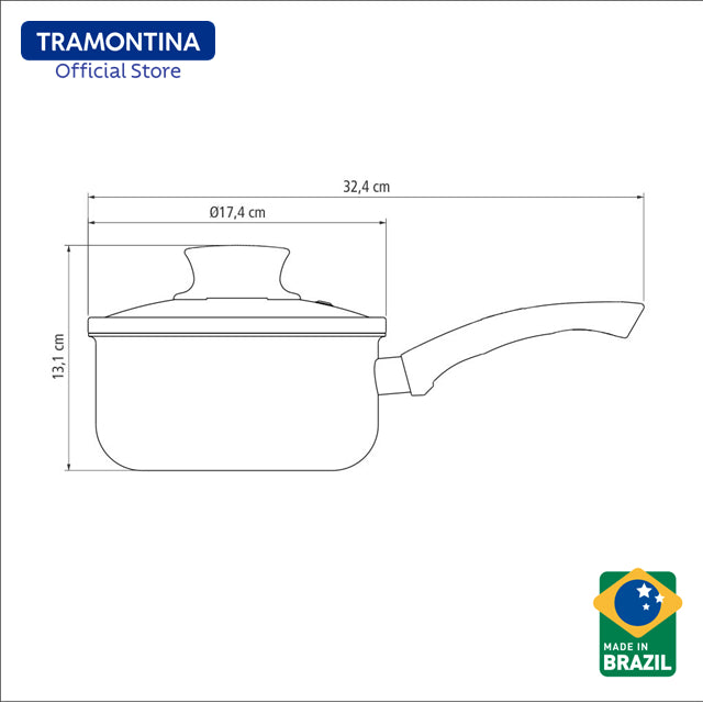 Tramontina Non Stick Sauce Pan with Tempered Glass Lid 16cm (Paris)