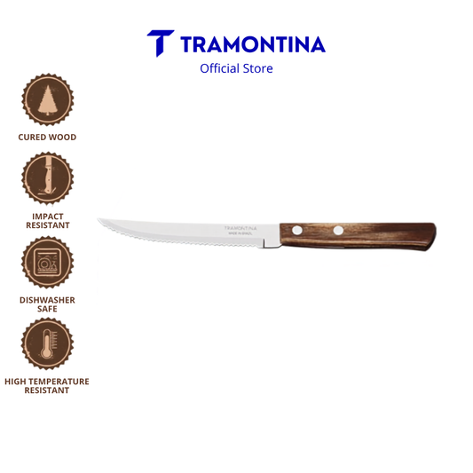 Tramontina Steak Knife 5" with Stainless-Steel and Brown Polywood Handle