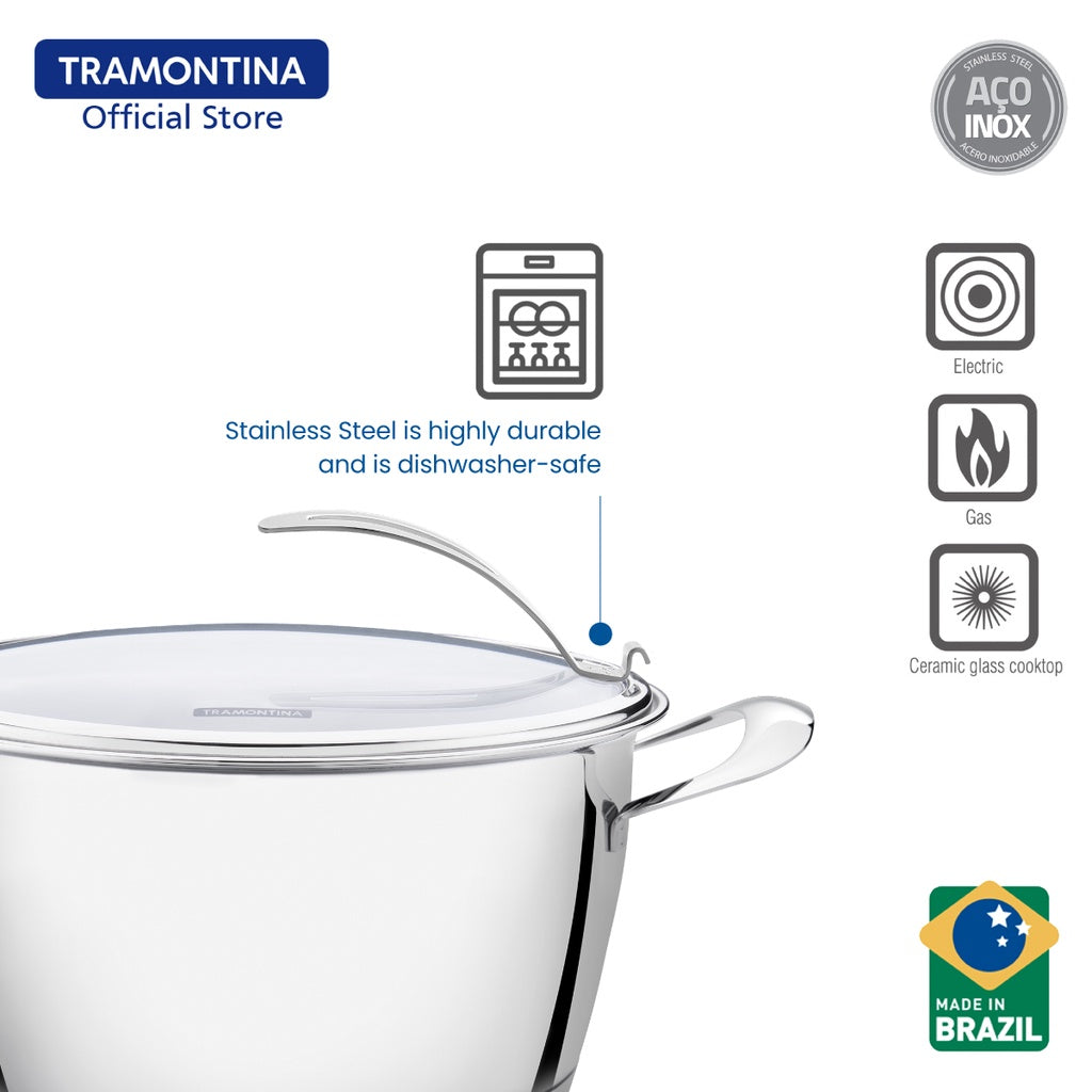 Tramontina Stainless Steel Casserole with Triple-ply Bottom 22cm (Ventura)