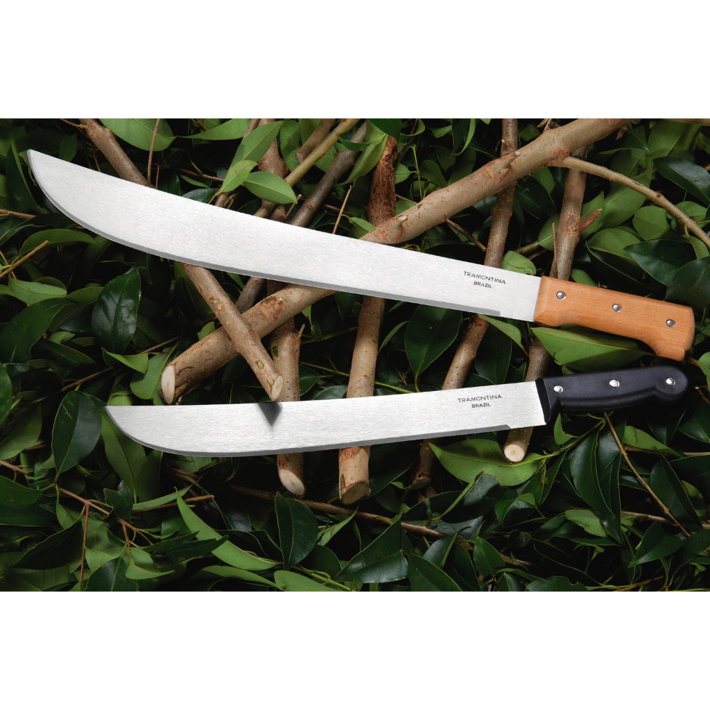 Tramontina 22" Carbon Steel Blade Forest Machete With Wooden Handle & Sharp Tip