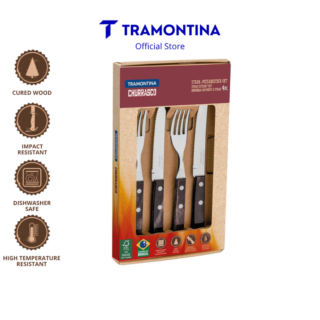 Tramontina Stainless Steel Barbecue Set 4pcs (Polywood)