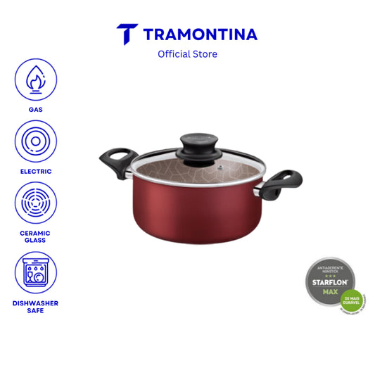 Tramontina Non Stick Sauce Pan with Tempered Glass Lid 24cm (Paris)