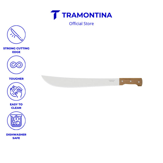 Tramontina 20" Carbon Steel Blade Forest Machete with Wooden Handle (Parang Hutan)