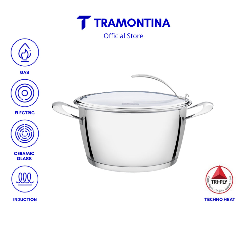 Tramontina Stainless Steel Casserole with Triple-ply Bottom 22cm (Ventura)