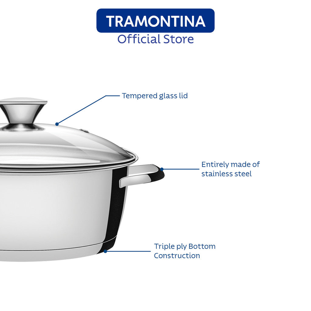 Tramontina Stainless Steel Pot/Casserole 24cm (Allegra)