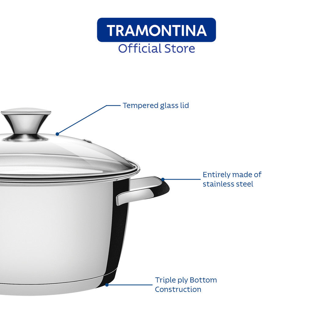 Tramontina Stainless Steel Deep Casserole 20cm (Allegra)