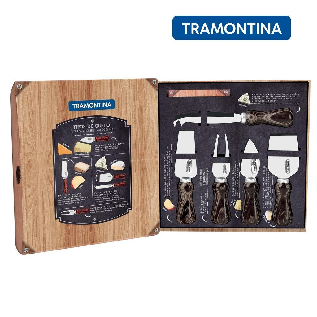 Tramontina Stainless Steel Cheese Knife Set 5pcs (Polywood)