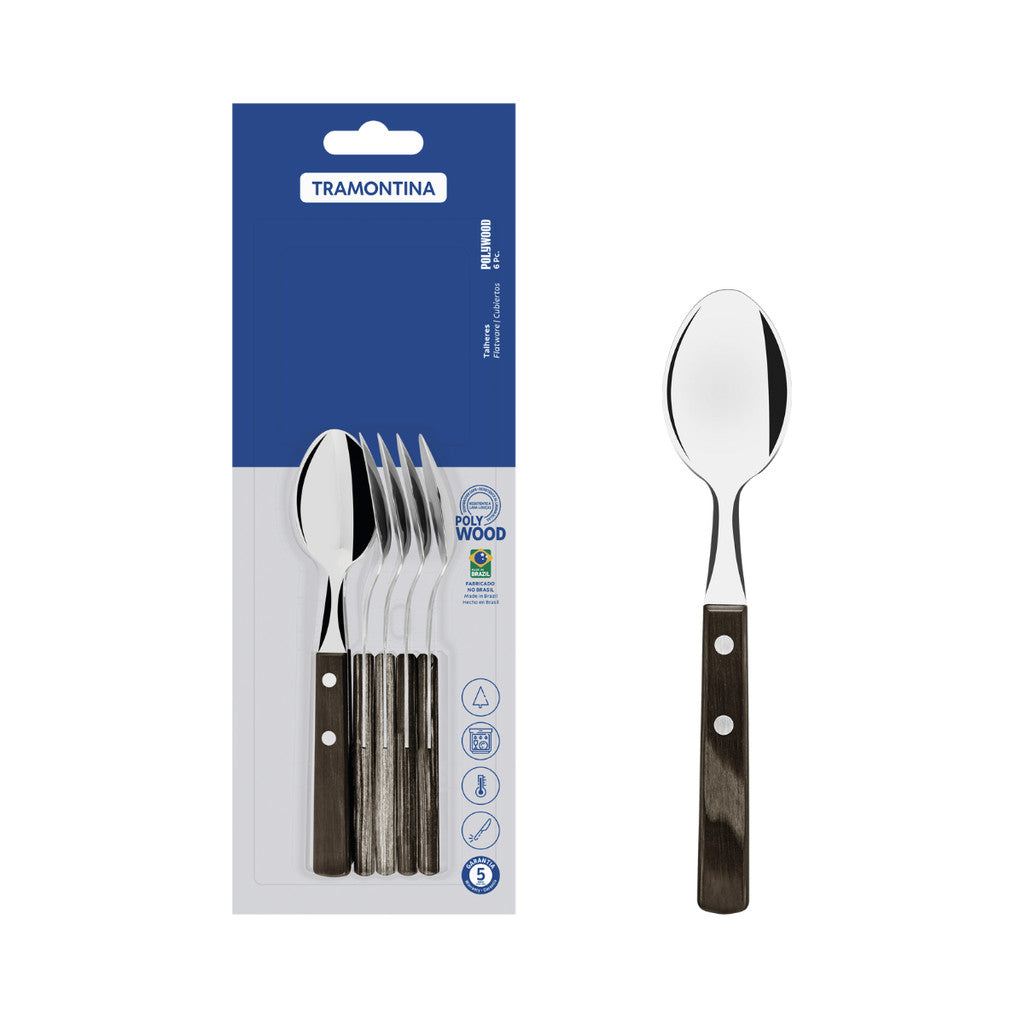 Tramontina Stainless Steel Tea Spoon Set 6pcs (Polywood)