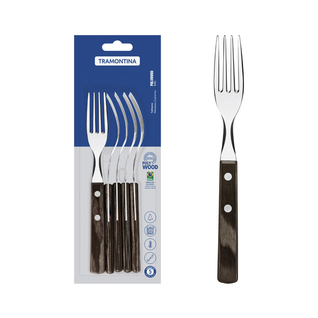 Tramontina Stainless Steel Dining Fork Set 6pcs (Polywood)