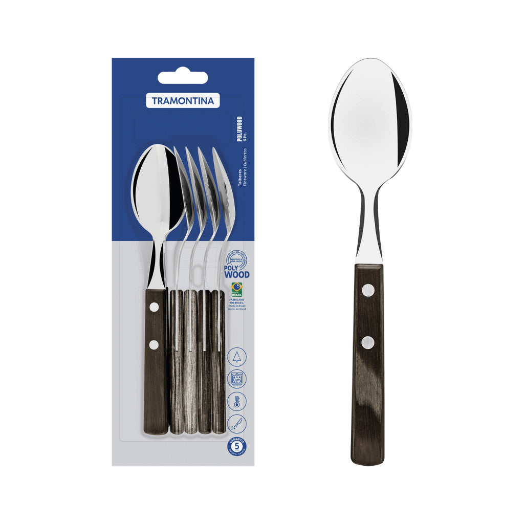 Tramontina Stainless Steel Dining Spoon Set 6pcs (Polywood)