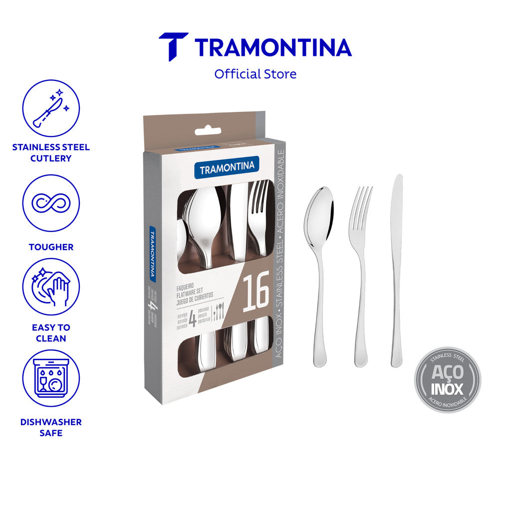 Tramontina Stainless Steel Dining / Table Cutlery Set 16pcs (Havana)