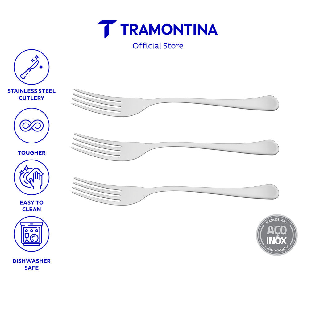 Tramontina Stainless Steel Table / Dining Fork Set 3pcs (Havana)