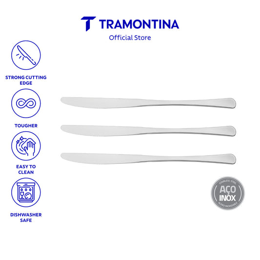Tramontina Stainless Steel Table / Dining Knife Set 3pcs (Havana)