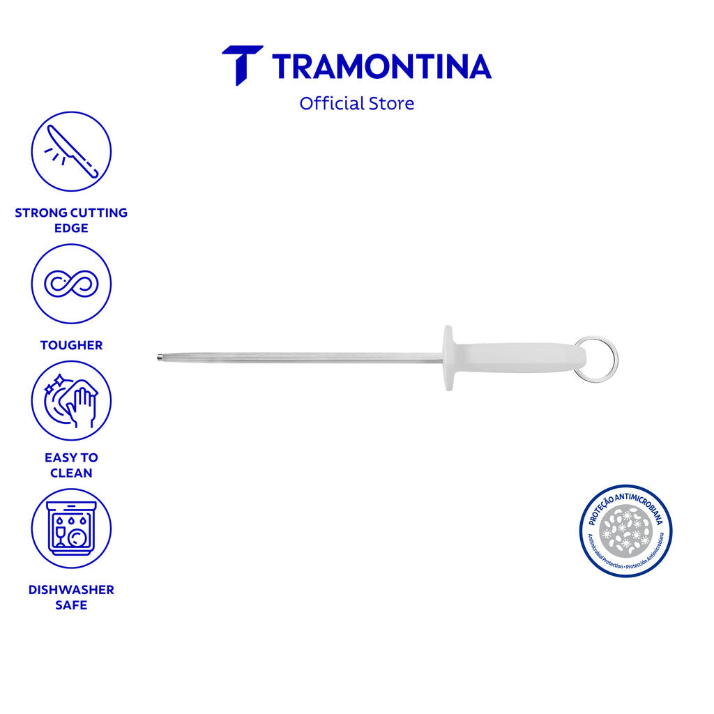 Tramontina 10" Stainless Steel Grooved Knife Sharpener with Antibacterial Handle