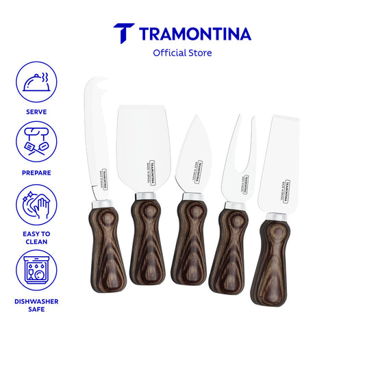 Tramontina Stainless Steel Cheese Knife Set 5pcs (Polywood)