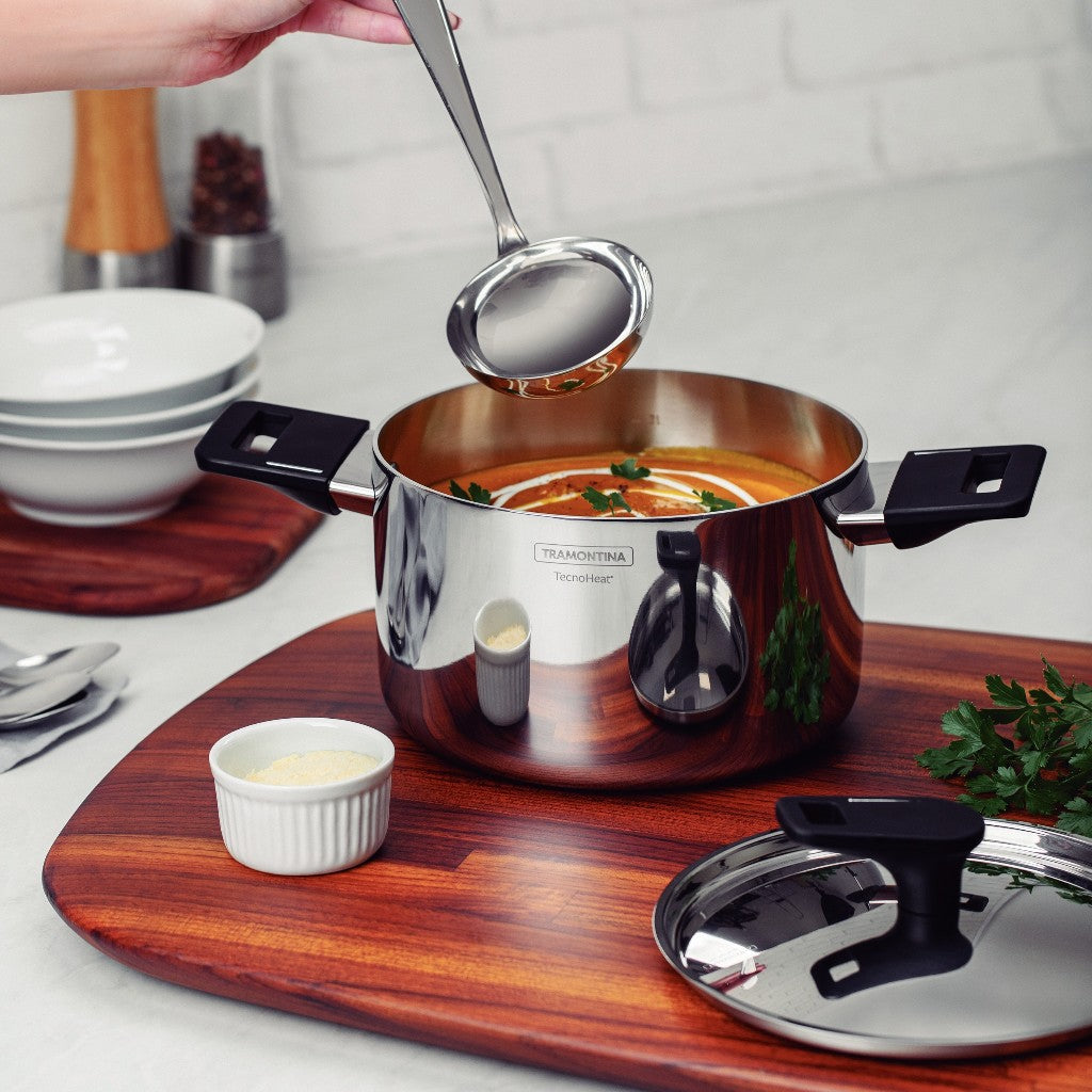 Tramontina Stainless Steel Deep Pot/Casserole with Triple-ply Body 20 or 24cm (Grano)