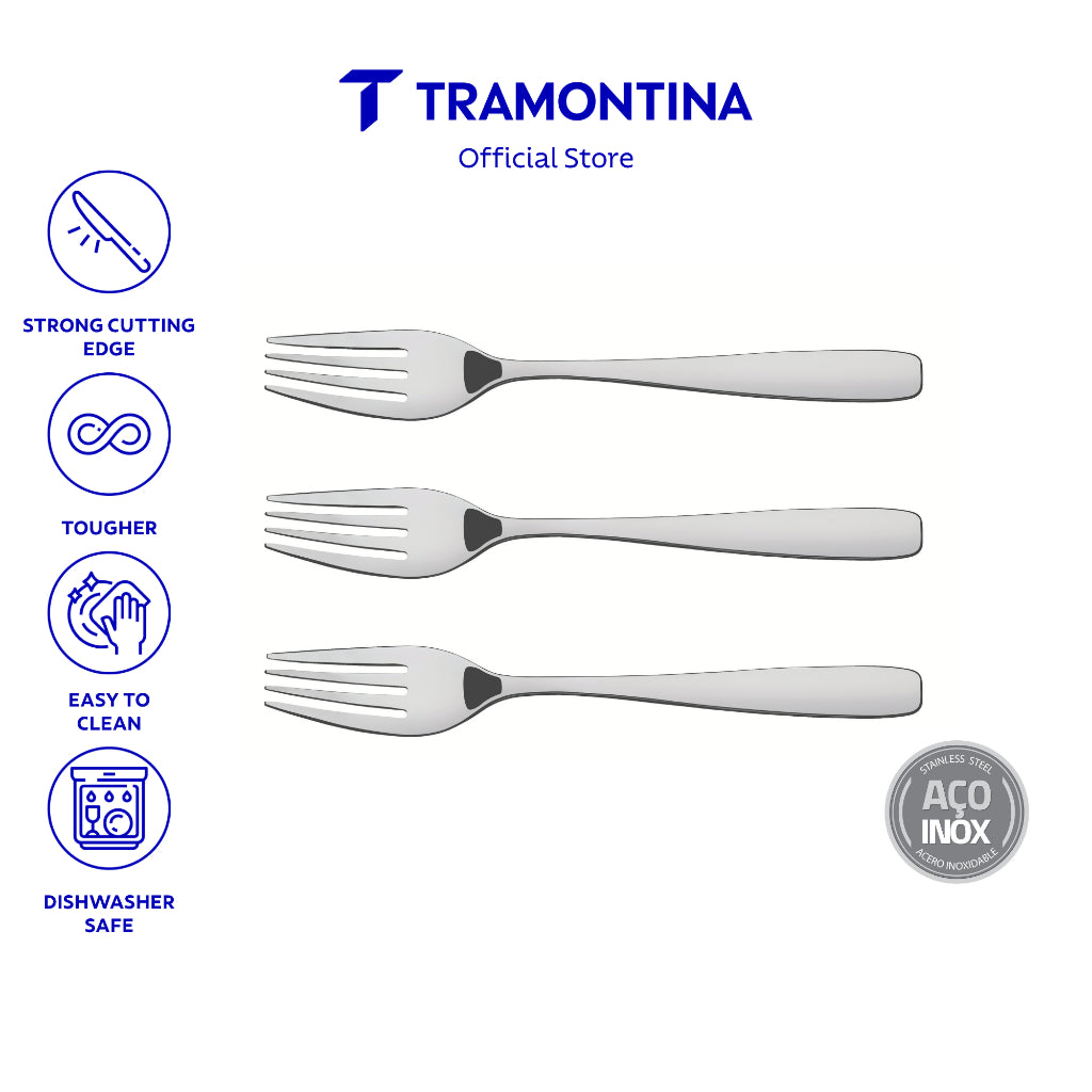 Tramontina Stainless Steel Table / Dining Fork Set 3pcs (Amazonas)