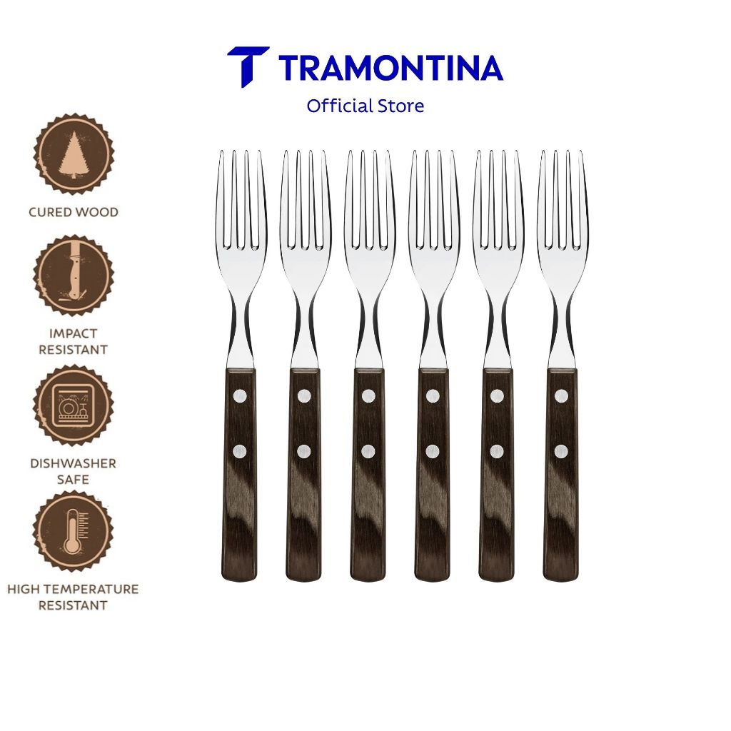 Tramontina Stainless Steel Dining Fork Set 6pcs (Polywood)