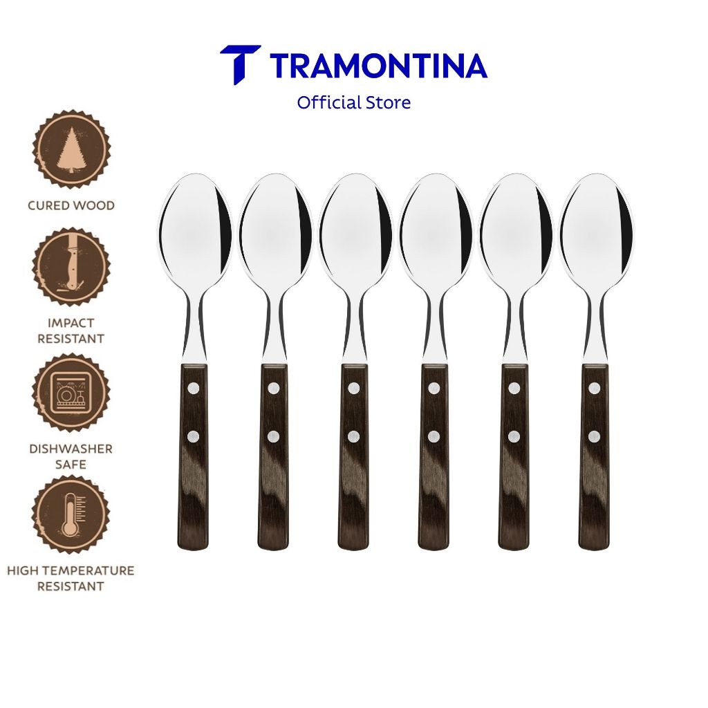 Tramontina Stainless Steel Dining Spoon Set 6pcs (Polywood)