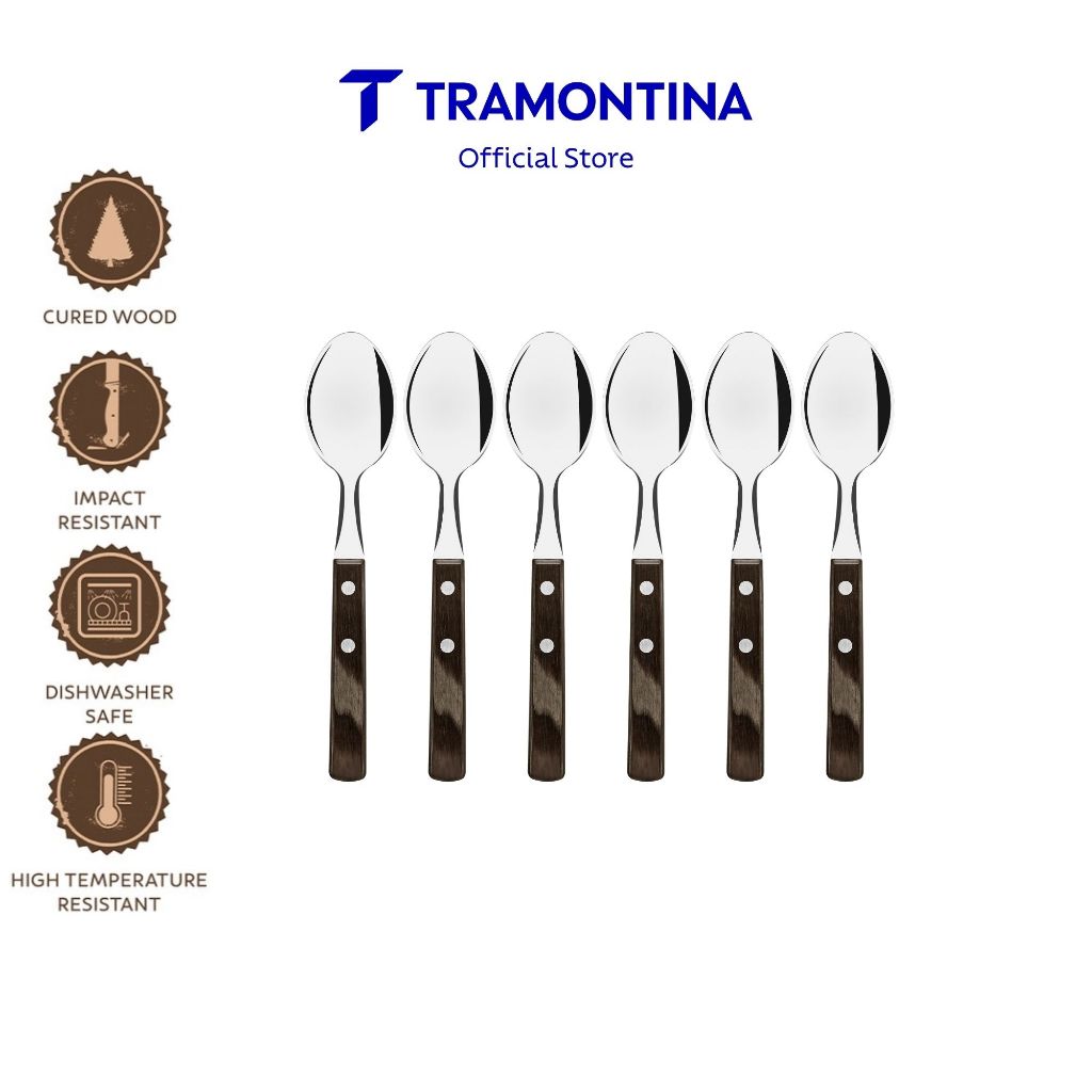 Tramontina Stainless Steel Tea Spoon Set 6pcs (Polywood)